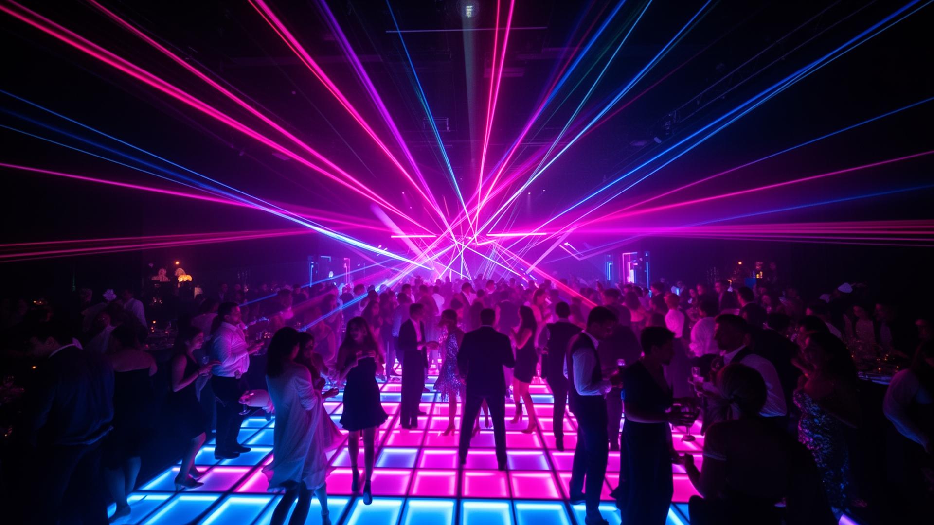 Festa com iluminação LED e laser